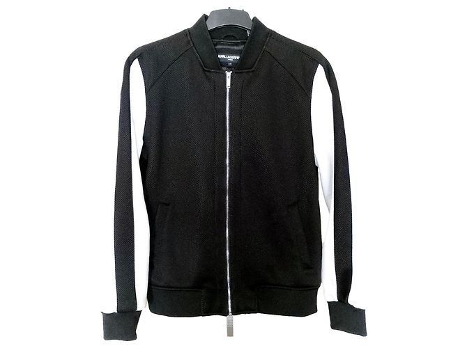 Karl Lagerfeld Giacca bomber zip nera e bianca Nero Bianco
