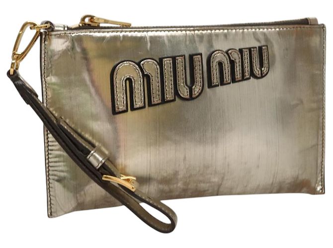 Borsa Clutch Miu Miu Smalto Oro Auth 107847 D'oro