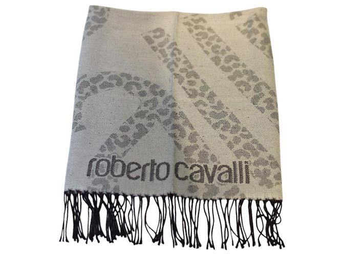 Cachecol Roberto Cavalli com Logo em Acrílico Cinza