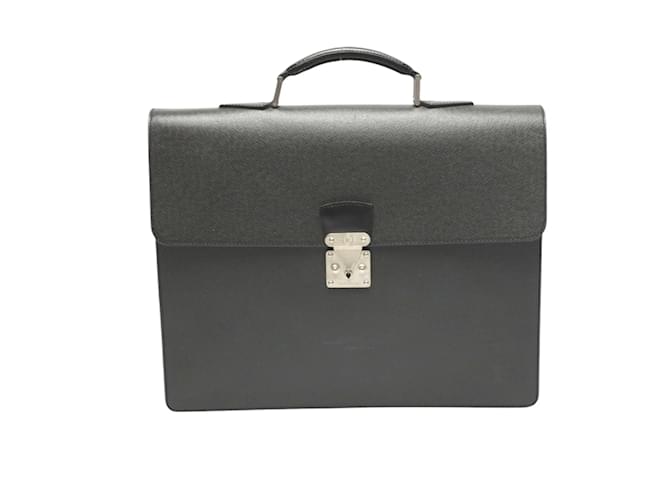 Louis Vuitton Taiga Serviette Moscova Handbag Black Leather  ref.1973045