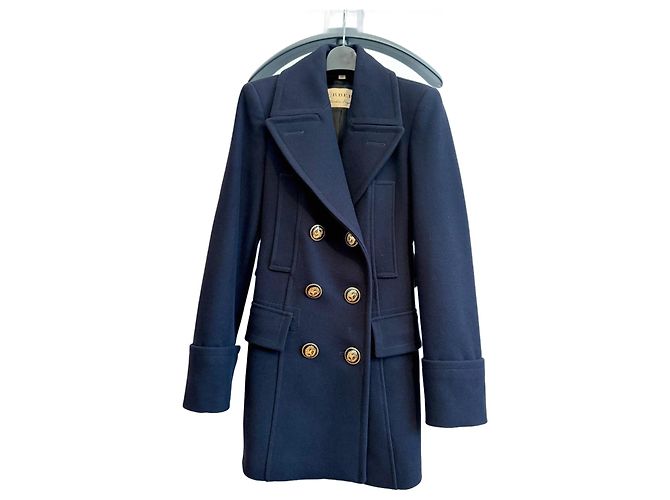 Burberry short wool coat navy blue