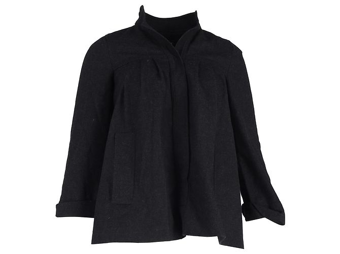 Isabel Marant Hidden Button Jacket in Black Wool