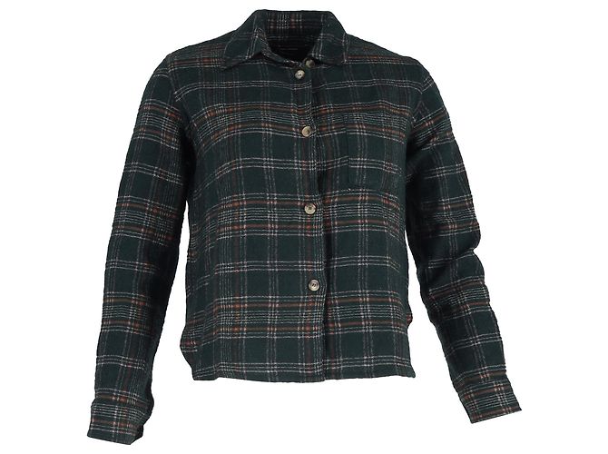 Camicia a maniche lunghe a quadri con bottoni Isabel Marant in cotone oliva Verde Verde oliva