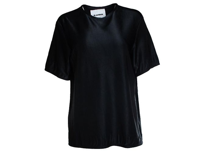 Top nero lucido a maniche corte Jil Sander