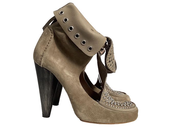 Botas ankle Mossa com studs em camurça marrom da Isabel Marant Vermelho