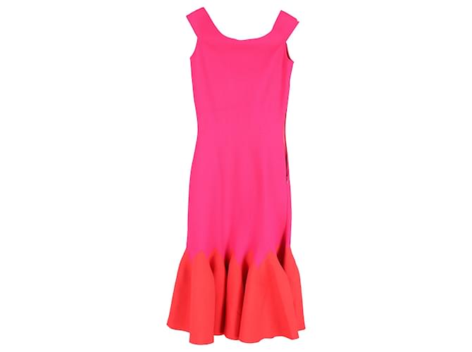  Alexander Mcqueen Jaccquard Knit Midi Off-Shoulder Dress in Pink Viscose Cellulose fibre  ref.1974099