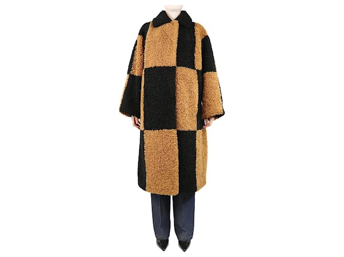Autre Marque Black and brown Nikki faux fur coat - size UK 10 Polyester  ref.1974335