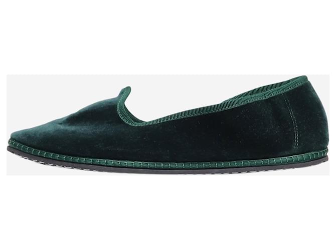 Autre Marque Dark green velvet ballet flats - size EU 37  ref.1974378