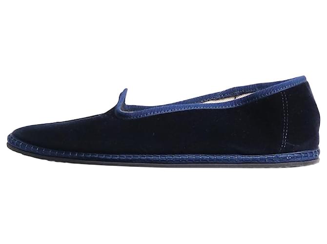 Autre Marque Dark blue velvet ballet flats - size EU 37  ref.1974379