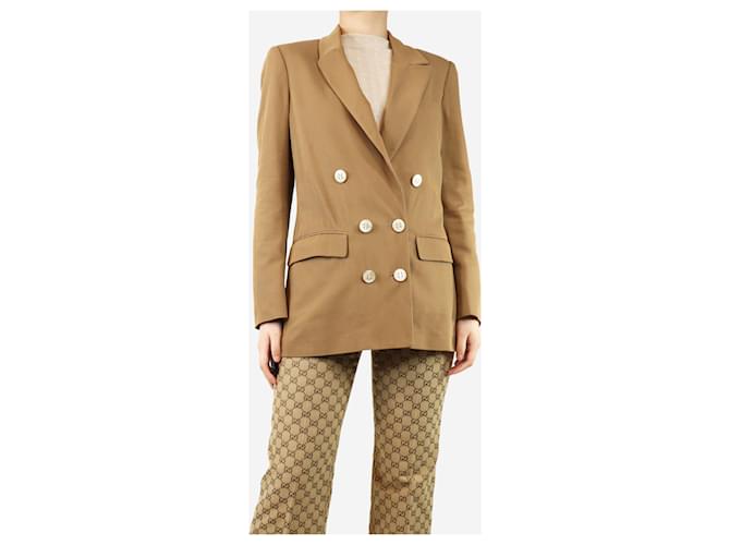 Autre Marque Brown belted double-breasted jacket - size UK 12 Cotton  ref.1974411