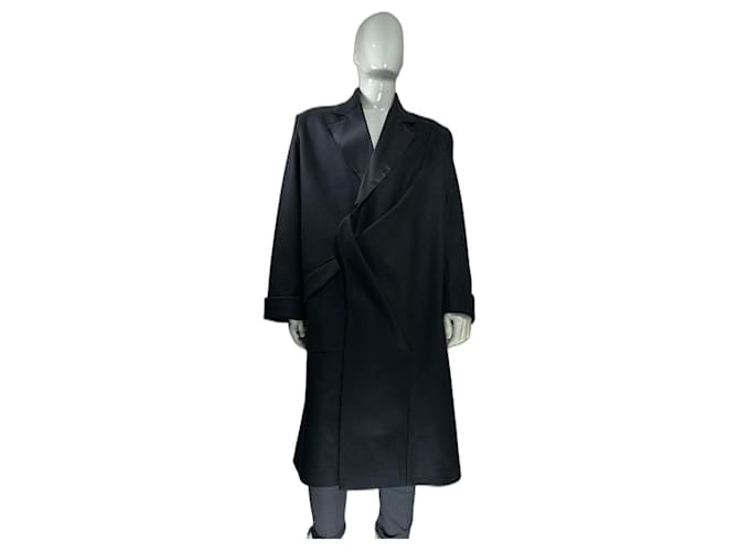 Autre Marque Men Coats Outerwear Black Polyester Wool  ref.1974866