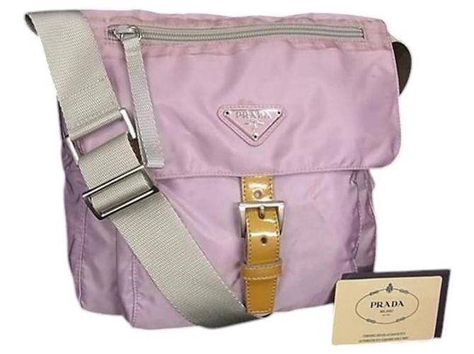 Prada Pink Tessuto Nylon Logo Umhängetasche Beige