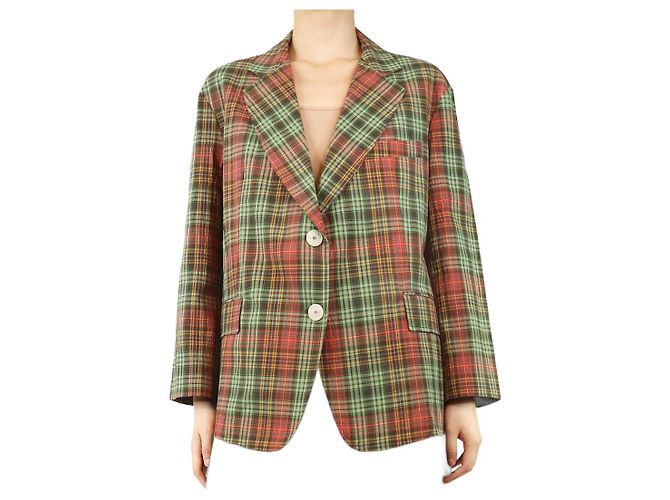 Attic and Barn Multicolour check seersucker blazer - size UK 10