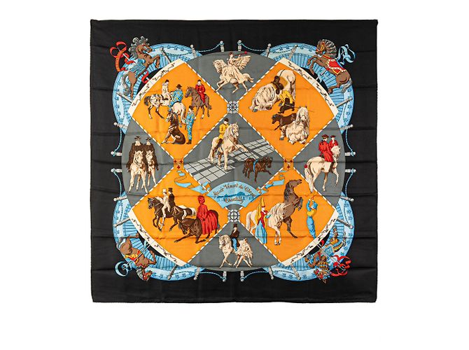 Seidenschal Hermès Black Musee Vivant du Cheval Chantilly