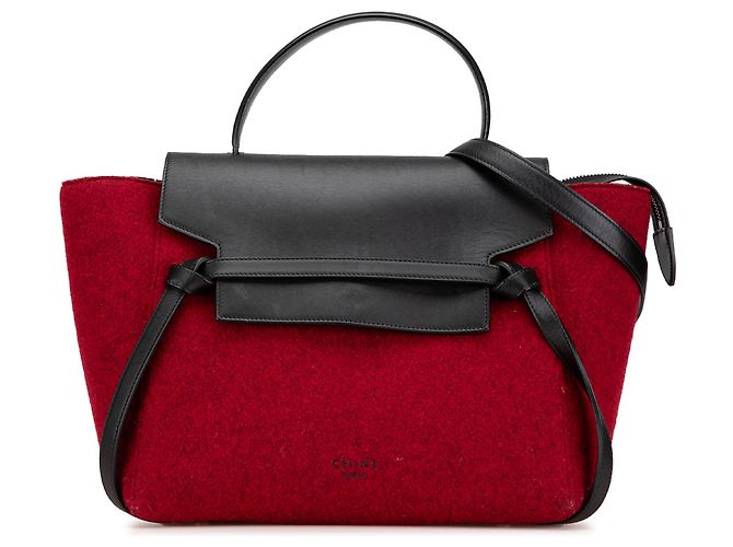 Belt Bag Céline Borsa a tracolla mini in feltro rosso e pelle di vitello Celine