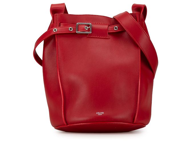 Big Bag Céline Borsa a secchiello incrociata in pelle rossa Celine Rosso