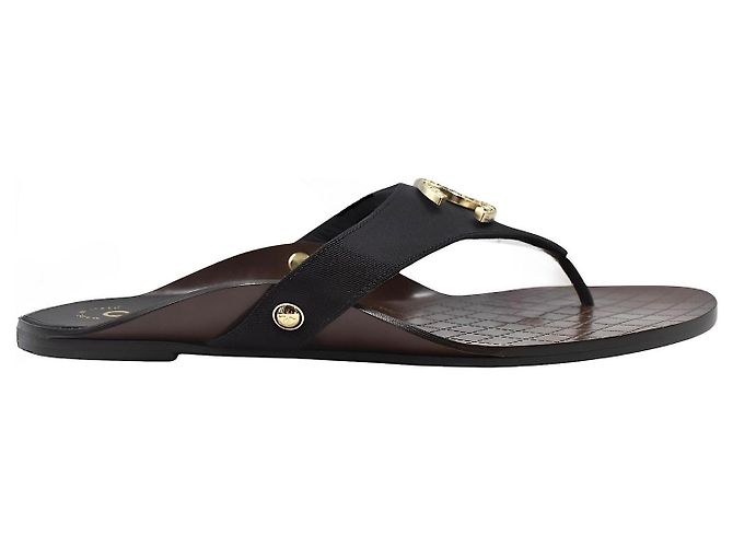 Chanel CC Sandalen aus schwarzem Leder