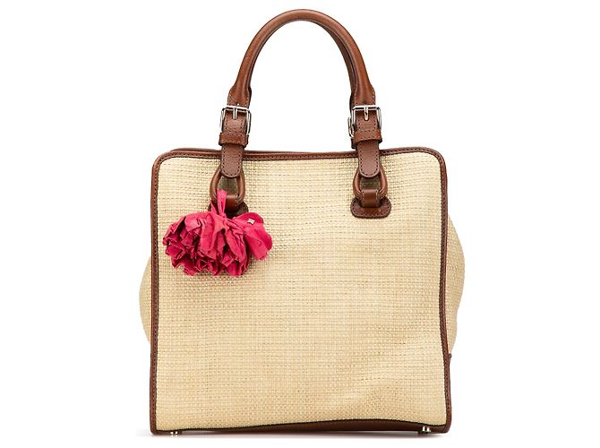 Céline Celine Strohhandtasche Beige