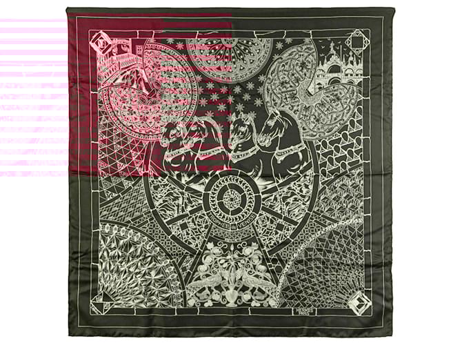 Hermès Red Trophees De Venise Silk Scarf Dark red Cloth  ref.1976980