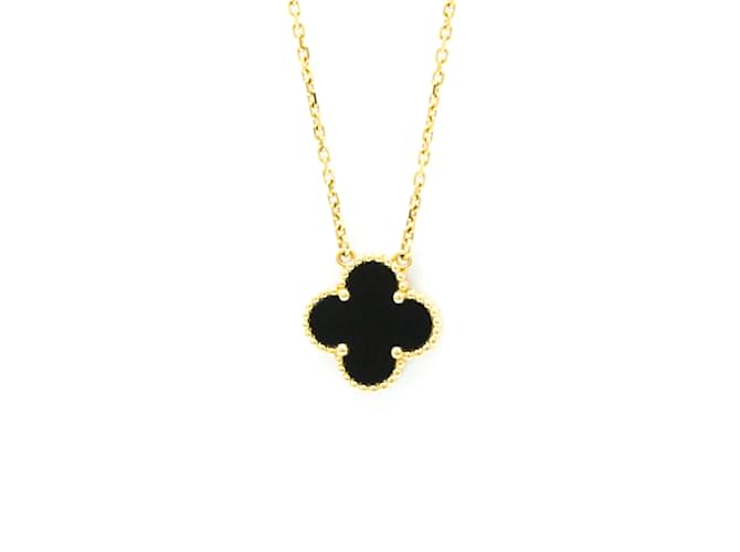 Van Cleef & Arpels Vintage Alhambra Onyx Necklace Golden Yellow gold  ref.1977137