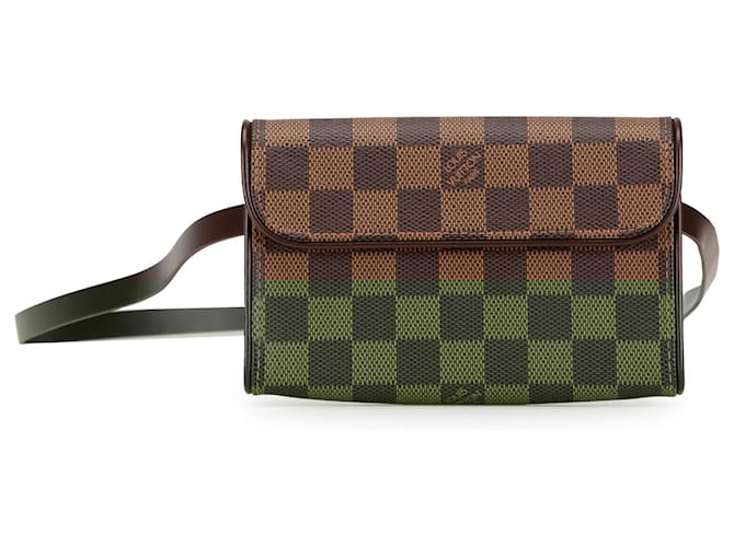 Louis Vuitton Brown Damier Ebene Florentine Pochette Cloth Pony-style calfskin  ref.1977426
