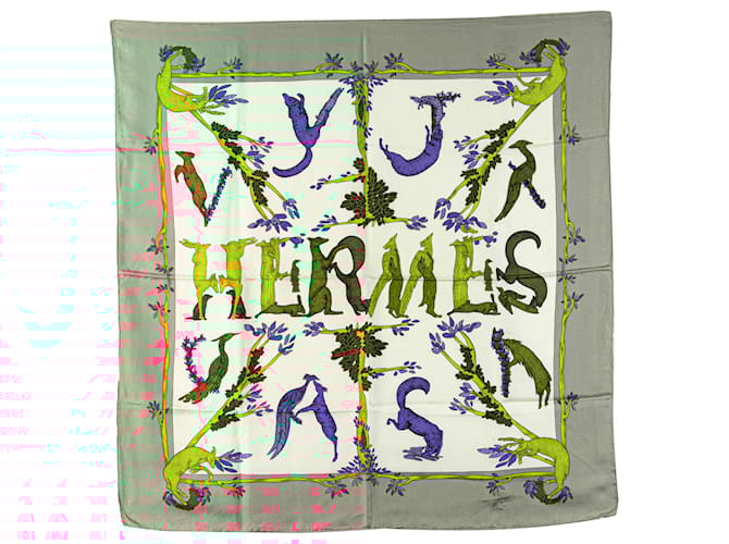 Hermès White Alphabet III Silk Scarf Cloth  ref.1977816