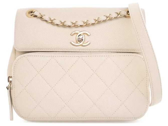 Bolso Messenger Affinity de Caviar Blanco de Chanel Crudo