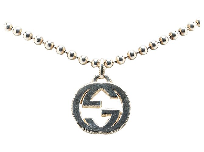 Gucci Silber Sterling Silber Interlocking G Anhänger Halskette