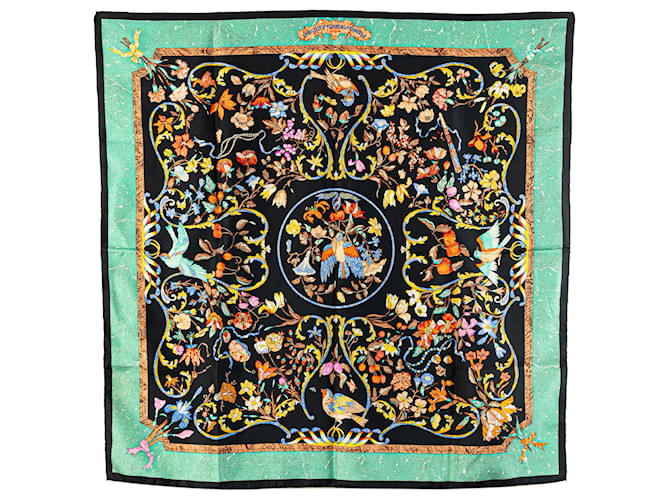 Hermès Black Pierres D Orient Et D Occident Silk Scarf Cloth  ref.1978184