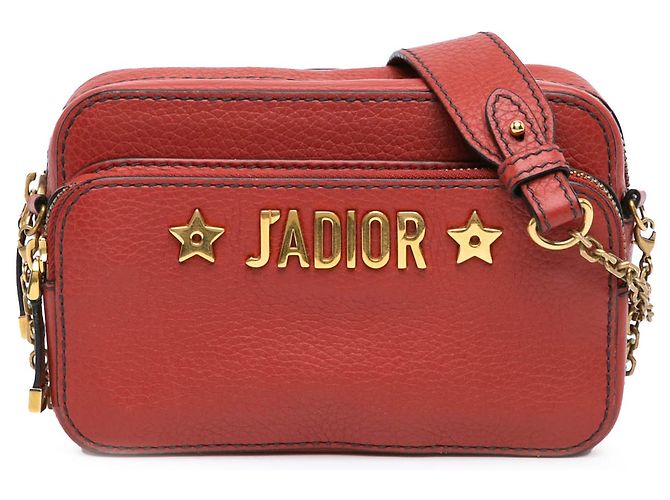 Bolsa de câmera JAdior em couro vermelho Dior