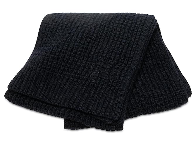 Hermès Blue Cashmere Knit Scarf Navy blue Wool Cloth  ref.1978874