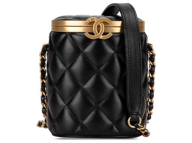 Sac Chanel Black Mini Quilted Lambskin Crown Box Noir