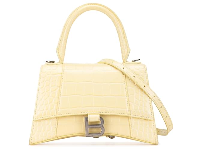Balenciaga Yellow Small Embossed Hourglass Top Handle Bag Leather Pony-style calfskin  ref.1979211