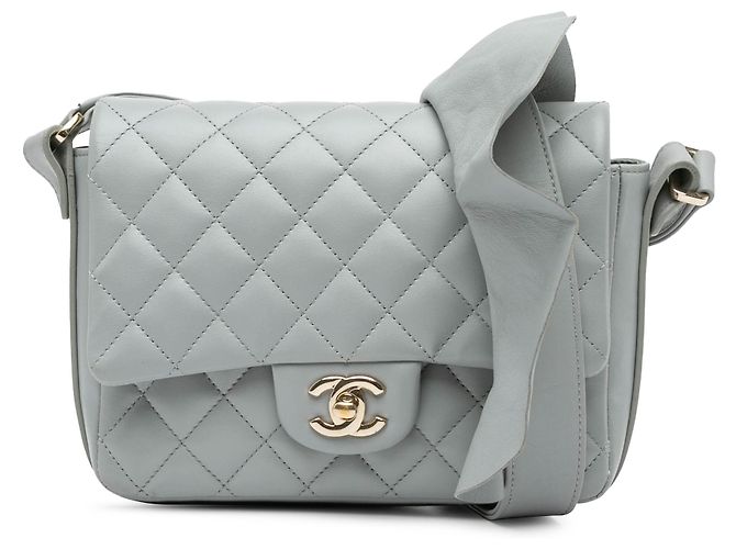 Bolero de couro de bezerro matelassado cinza Chanel Marrom