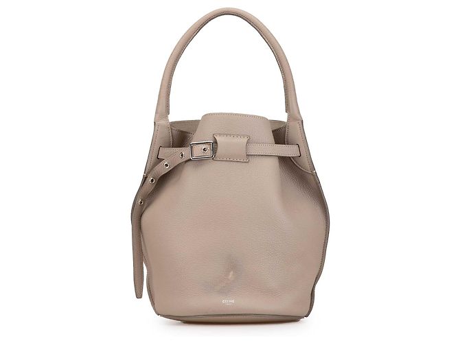 Céline Celine Big Bag Bucket de couro bege
