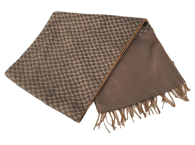 Hermès Brown Cashmere Zebra Stole Scarf Wool Cloth  ref.1979774