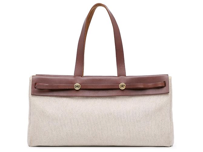 Hermès Brown Herbag Cabas MM Beige