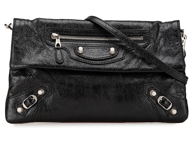 Balenciaga Black Lambskin Motocross Giant 12 Envelope Crossbody Leather  ref.1980038