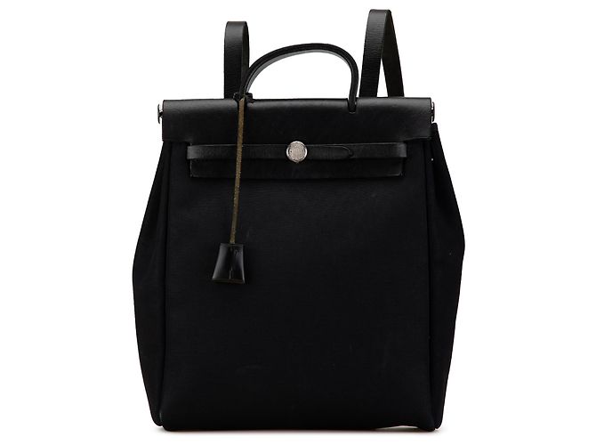 Hermès Schwarzer Toile Herbag GM Rucksack
