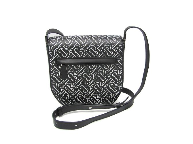 Borsa a spalla in pelle con monogramma TB per donne di Burberry Nero