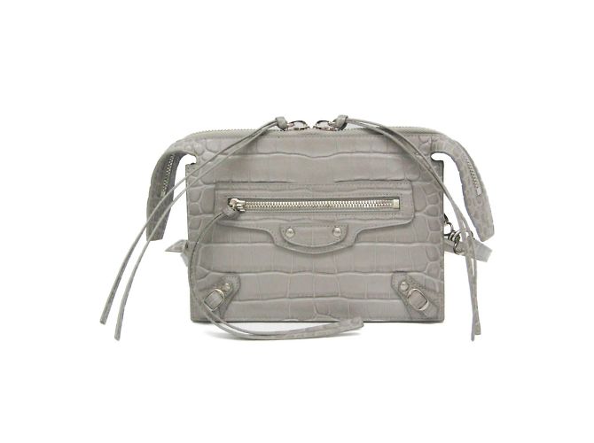Bolsa de ombro de couro cinza Balenciaga