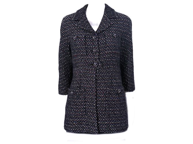 Lesage Tweed Jacke mit CC Knöpfen Chanel Paris / Monaco 34 FR Schwarz