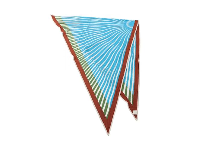 Écharpe Triangle Hermès en bleu et multicolore Soie  ref.1981551