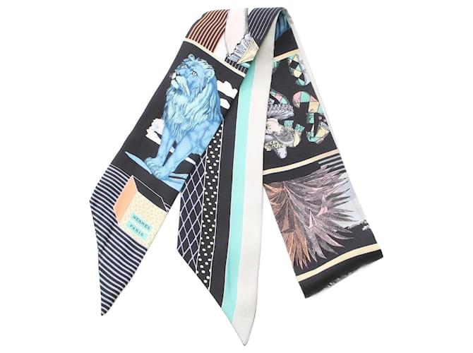 Hermès Hermes Twilly GRAND THEATRE NOUVEAU Silk Scarf Black Multiple colors  ref.1981558