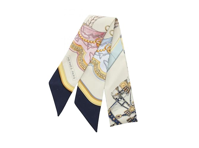 Écharpe Hermès Twilly GRAND APPARAT Soie Multicolore Beige  ref.1981565