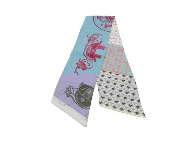 Hermès Hermes Maxi Twilly EX-LIBRIS EN CRAVATES Scarf Red Blue Multiple colors Silk  ref.1981570