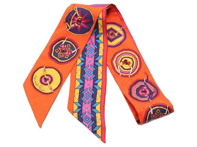 Hermès Hermes Twilly Balles du Mexique Silk Scarf Red Multiple colors  ref.1982085