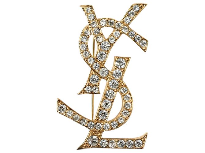 Spilla in strass dorato Yves Saint Laurent D'oro