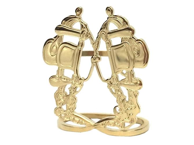 Ring Hermès Anneau de foulard Hermes 70 Brides de Gala Doré  ref.1982320