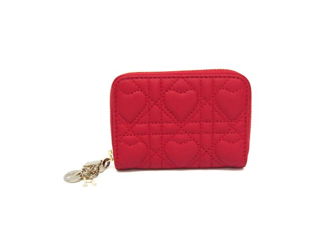 Monedero de cuero Lady Dior de Christian Dior Roja